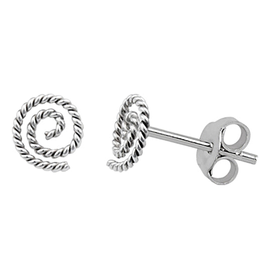 Boucles d'oreilles à tige en spirale torsadée en argent sterling faites à la main