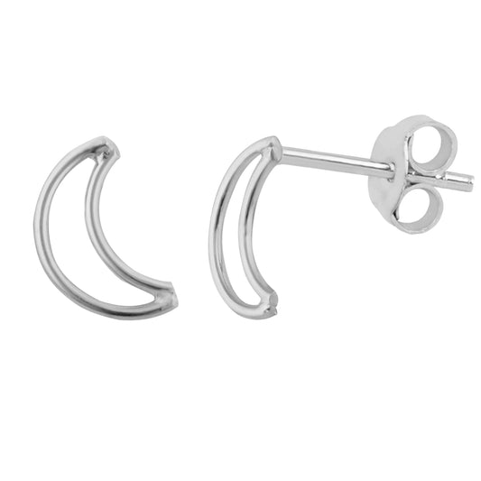 Boucles d'oreilles à tige en argent sterling avec contour en croissant de lune