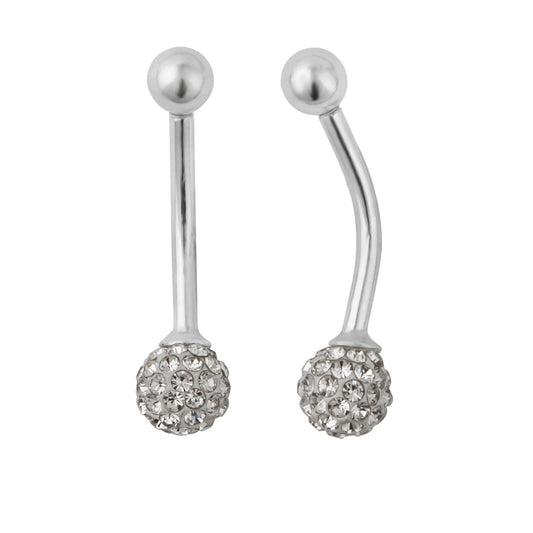 Piercing nombril en argent sterling et boule de cristal CZ