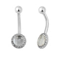 Piercing de nombril en argent sterling et zircones cubiques ronds