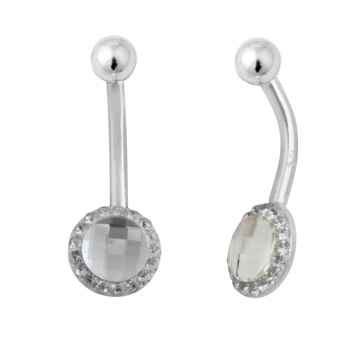 Piercing de nombril en argent sterling et zircones cubiques ronds