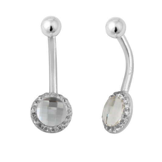 Piercing de nombril en argent sterling et zircones cubiques ronds