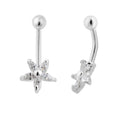 Piercing de nombril en argent sterling et cristal CZ en forme de fleur