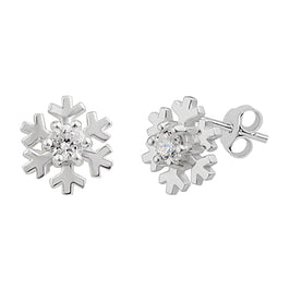 Boucles d'oreilles à tige en argent sterling avec flocon de neige et cristal CZ