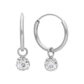 Boucles d'oreilles créoles en argent sterling et oxyde de zirconium de 5 mm avec boules de cristal