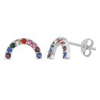 Boucles d'oreilles à tige arc-en-ciel en argent sterling et cristal CZ