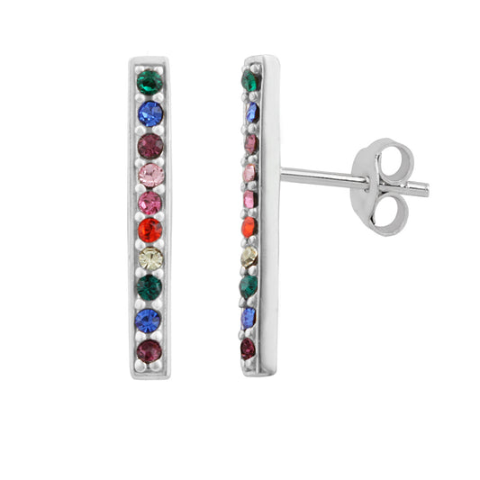 Boucles d'oreilles à tige en argent sterling et cristal CZ arc-en-ciel