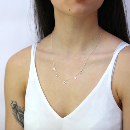Collier étoiles en argent sterling de 45 cm