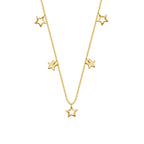 Collier étoiles en argent sterling plaqué or de 45 cm