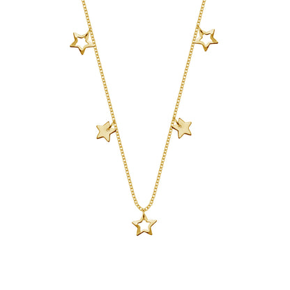 Collier étoiles en argent sterling plaqué or de 45 cm