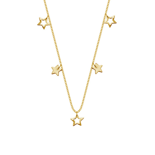 Collier étoiles en argent sterling plaqué or de 45 cm