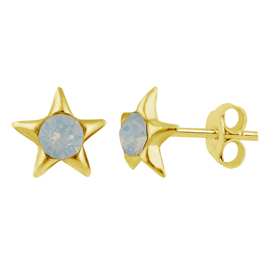 Boucles d'oreilles à tige en argent sterling plaqué or et fausse opale