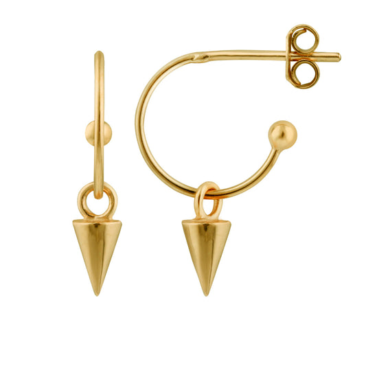 Boucles d'oreilles créoles ouvertes en argent sterling plaqué or avec breloques à pointes