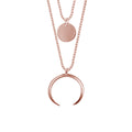 Collier avec pendentif croissant de lune en argent sterling plaqué or rose et double couche