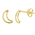 Boucles d'oreilles à tige en argent sterling plaqué or avec contour en croissant de lune