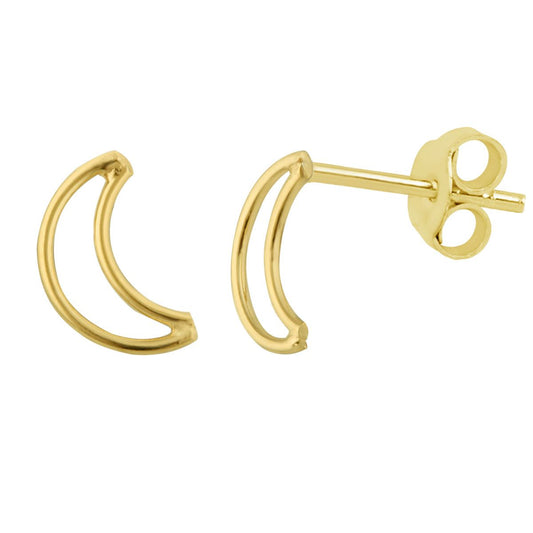 Boucles d'oreilles à tige en argent sterling plaqué or avec contour en croissant de lune
