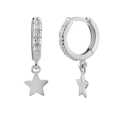 Boucles d'oreilles créoles en argent sterling avec breloque étoile
