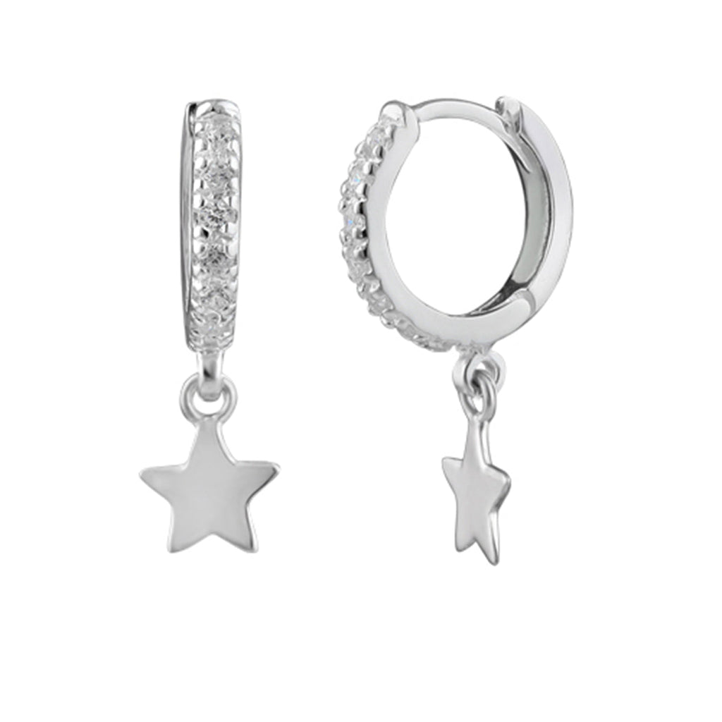 Boucles d'oreilles créoles en argent sterling avec breloque étoile