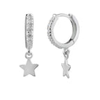 Boucles d'oreilles créoles en argent sterling avec breloque étoile