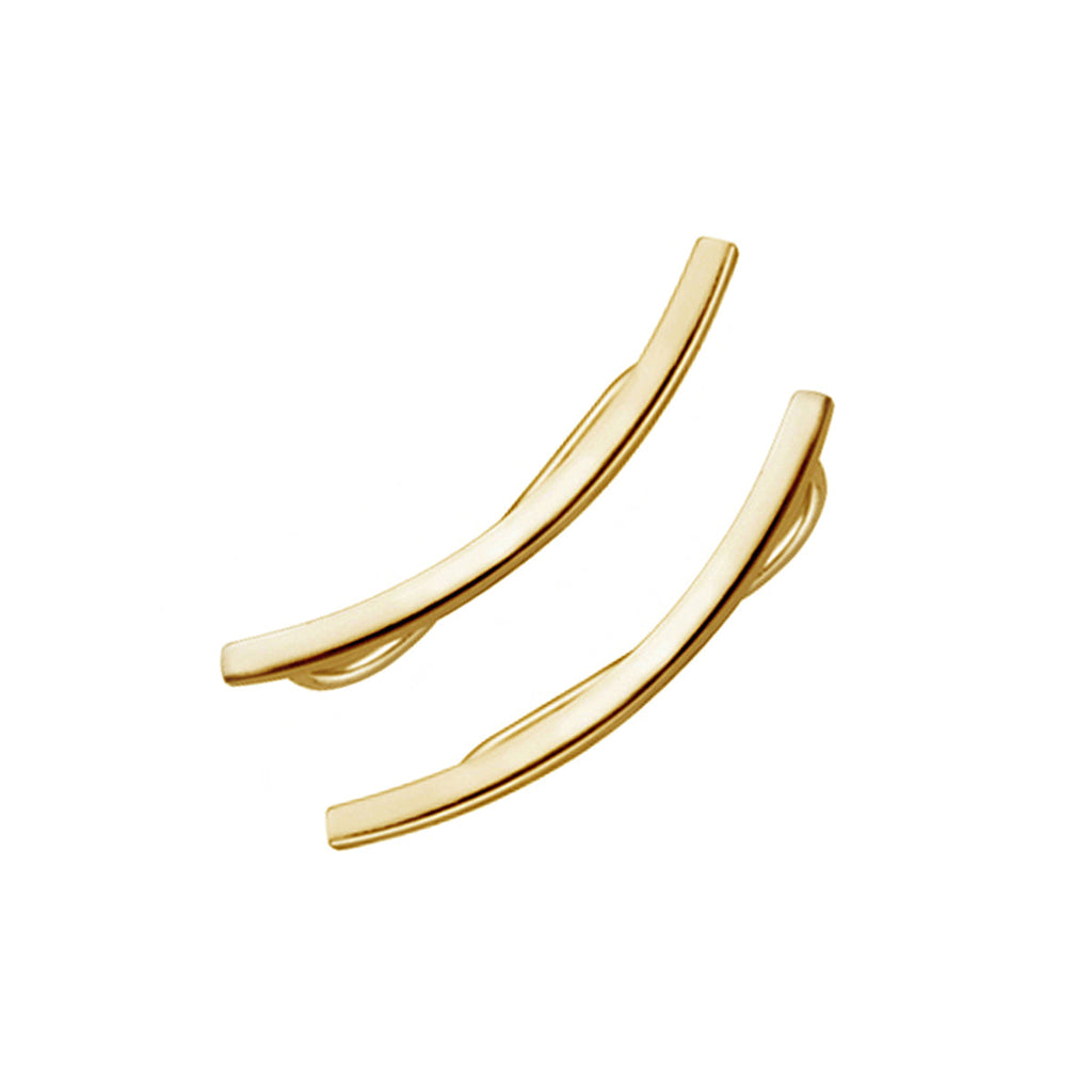 Boucles d'oreilles grimpantes à longue barre en argent sterling plaqué or