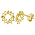 Boucles d'oreilles à tige en argent sterling plaqué or avec fleur du chakra du soleil