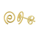 Boucles d'oreilles à tige en argent sterling plaqué or, faites à la main, en spirale ouverte