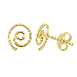Boucles d'oreilles à tige en argent sterling plaqué or, faites à la main, en spirale ouverte