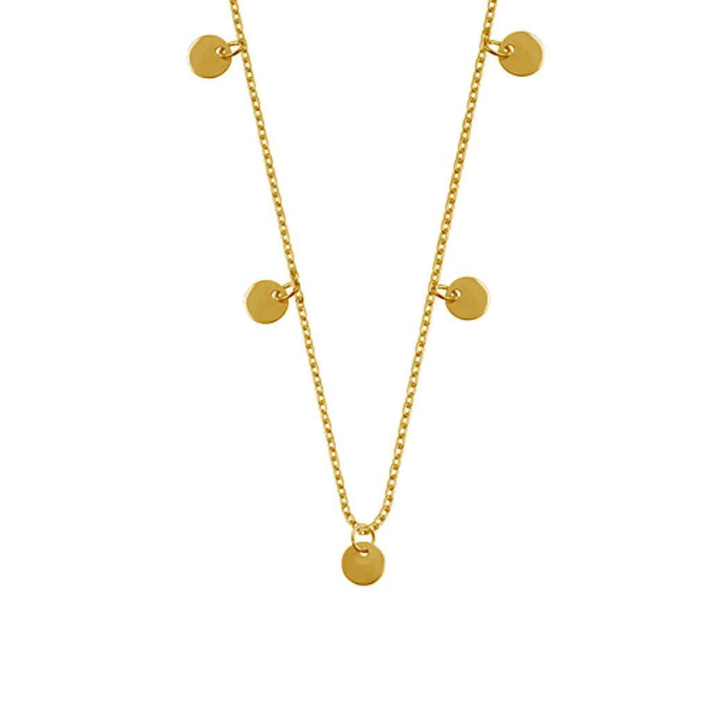 Collier à breloques en argent sterling plaqué or avec plusieurs cercles ronds