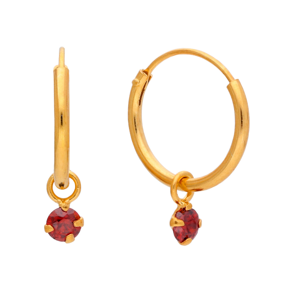 Boucles d'oreilles créoles en argent sterling plaqué or et cristaux colorés