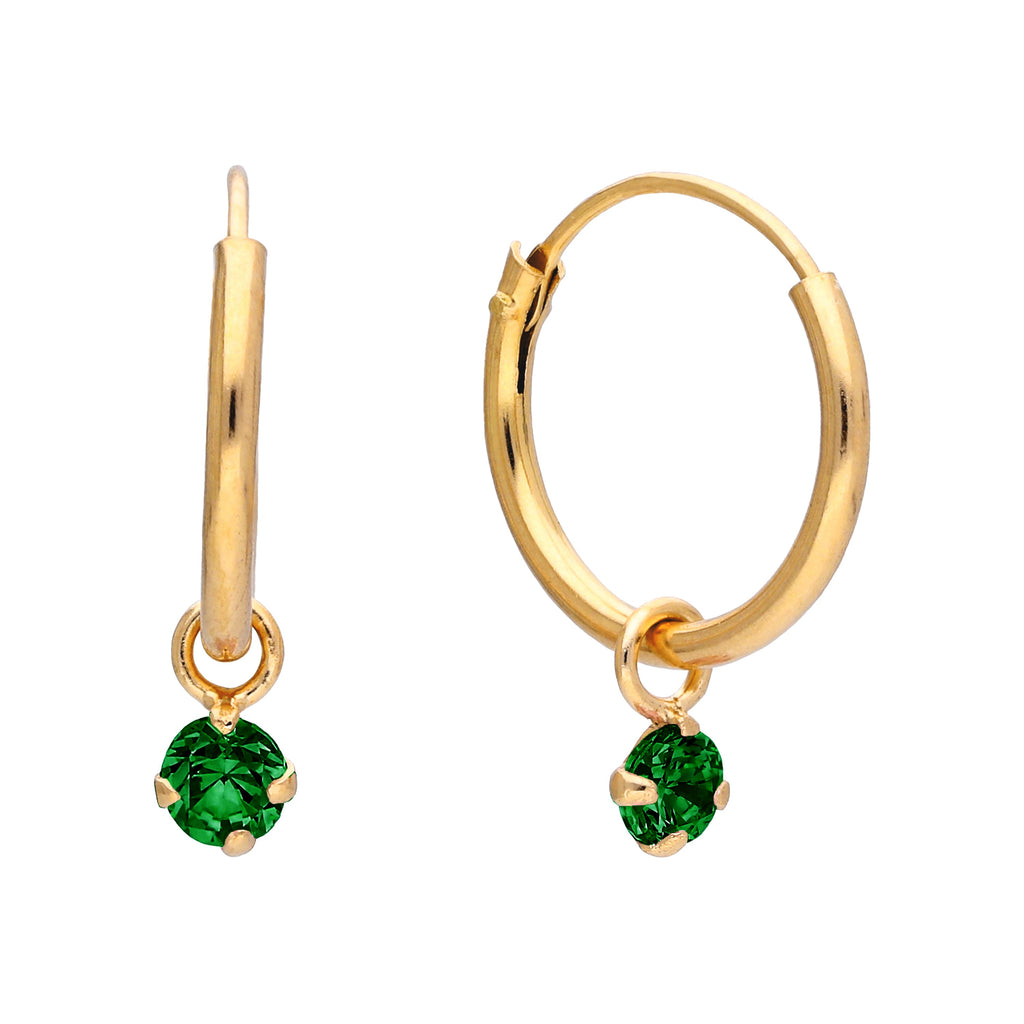 Boucles d'oreilles créoles en argent sterling plaqué or et cristaux colorés