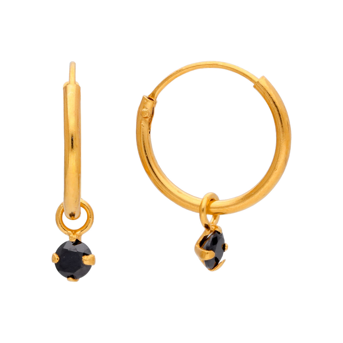 Boucles d'oreilles créoles en argent sterling plaqué or et cristaux colorés