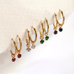 Boucles d'oreilles créoles en argent sterling plaqué or et cristaux colorés