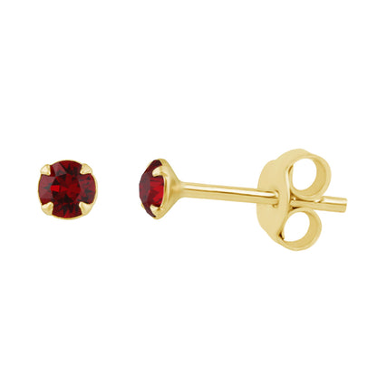 Boucles d'oreilles à tige en argent sterling plaqué or et zircones cubiques de 3 mm