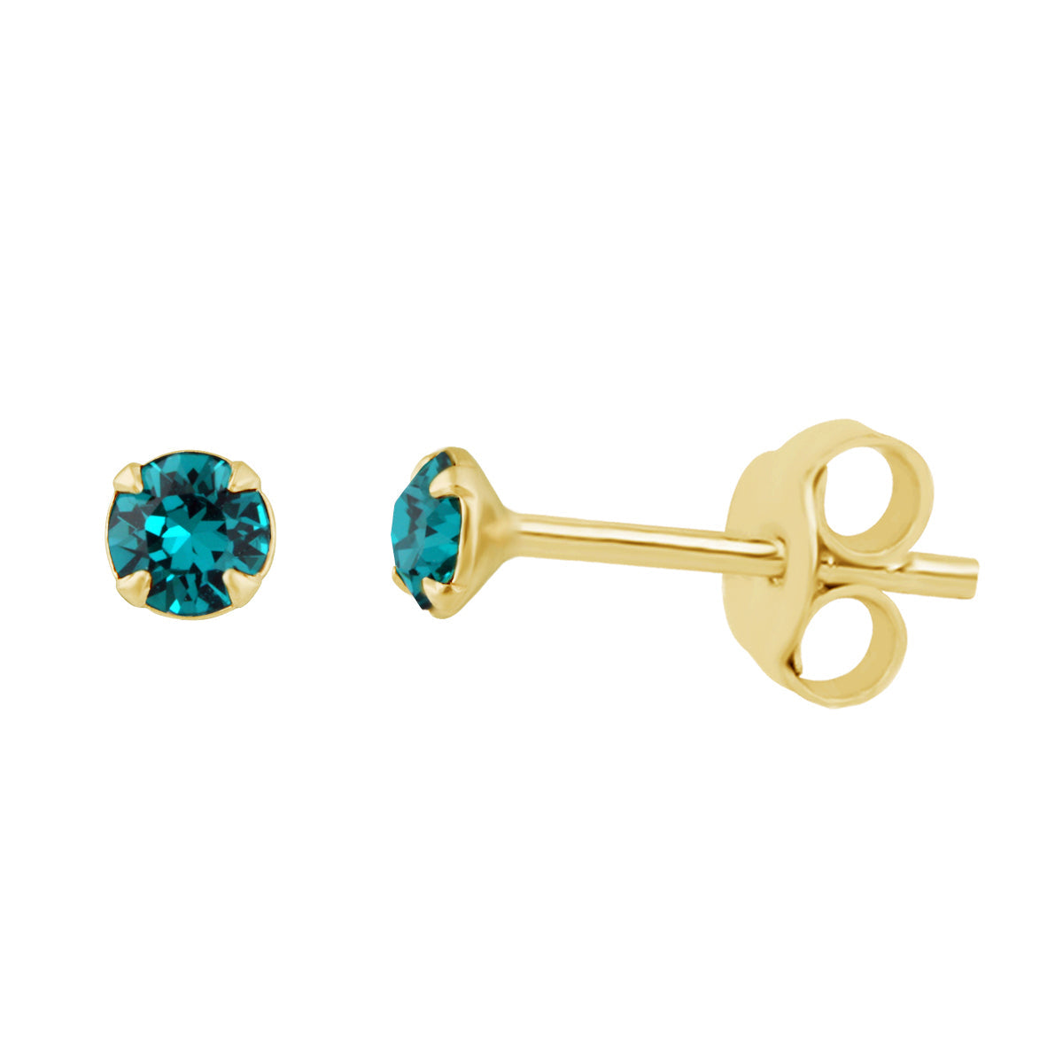 Boucles d'oreilles à tige en argent sterling plaqué or et zircones cubiques de 3 mm