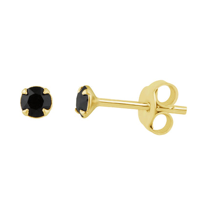 Boucles d'oreilles à tige en argent sterling plaqué or et zircones cubiques de 3 mm