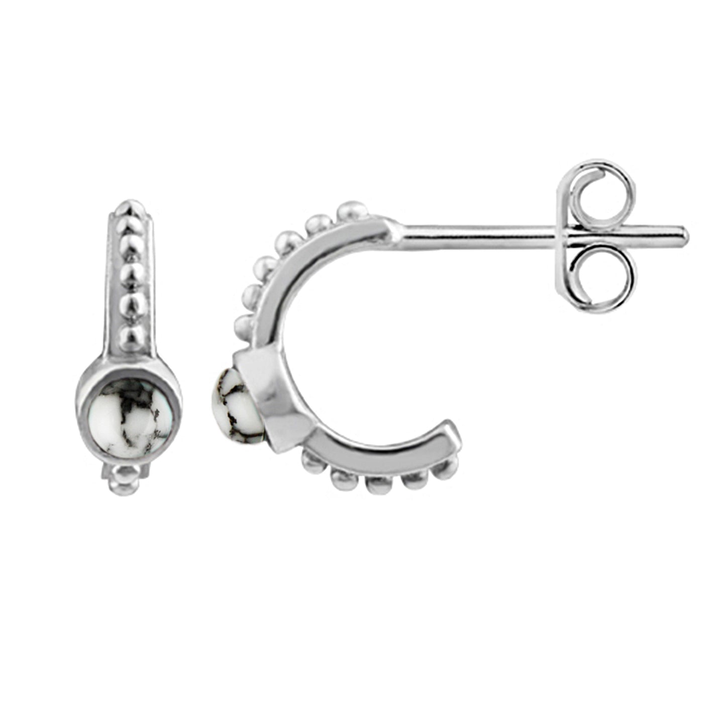 Boucles d'oreilles créoles à perles tribales en argent sterling - 4 couleurs