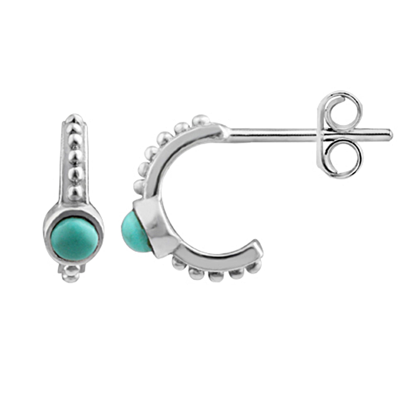 Boucles d'oreilles créoles à perles tribales en argent sterling - 4 couleurs