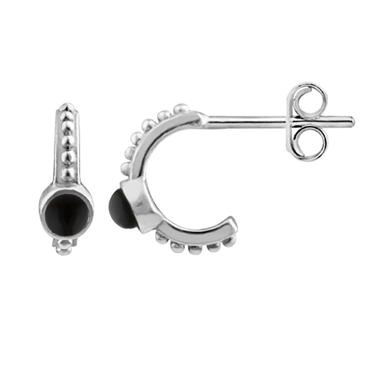 Boucles d'oreilles créoles à perles tribales en argent sterling - 4 couleurs