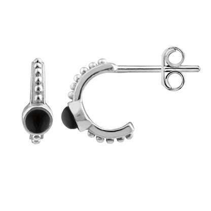 Boucles d'oreilles créoles à perles tribales en argent sterling - 4 couleurs