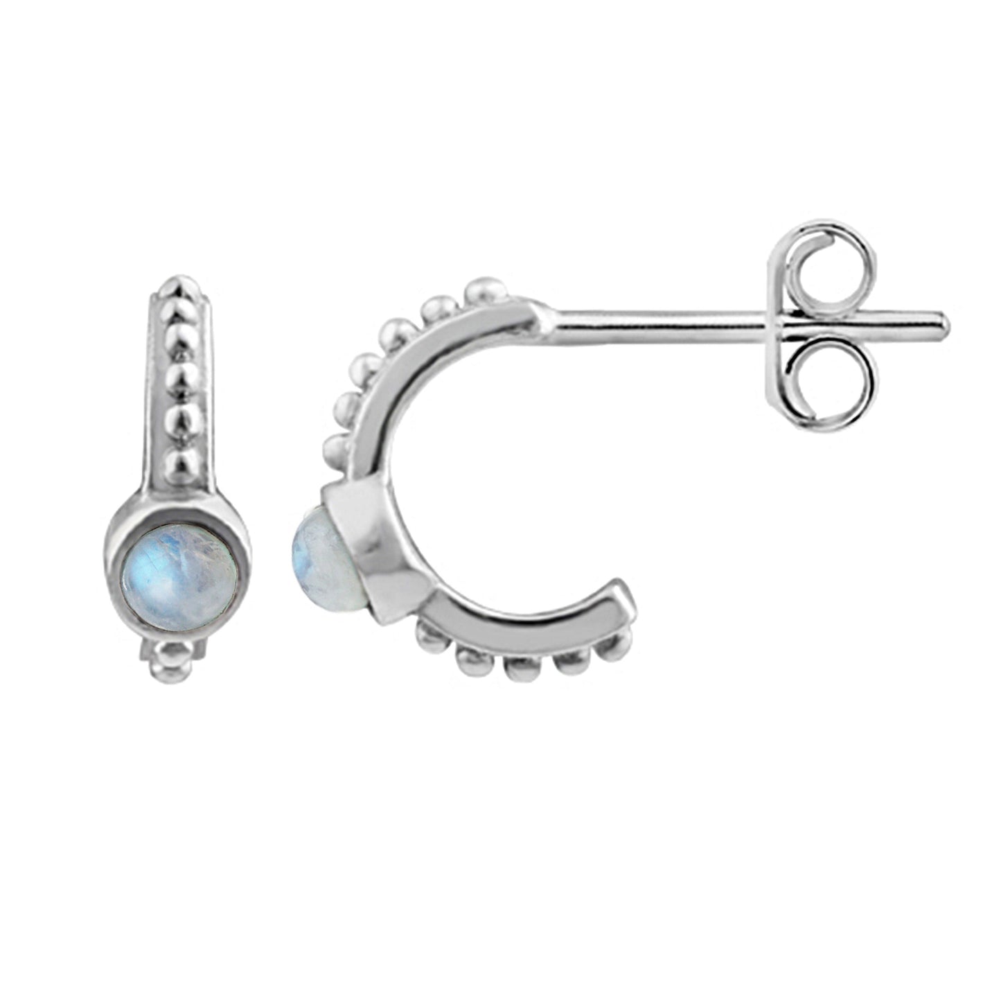 Boucles d'oreilles créoles à perles tribales en argent sterling - 4 couleurs