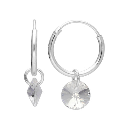 Boucles d'oreilles créoles en argent sterling avec breloques Swarovski Elements