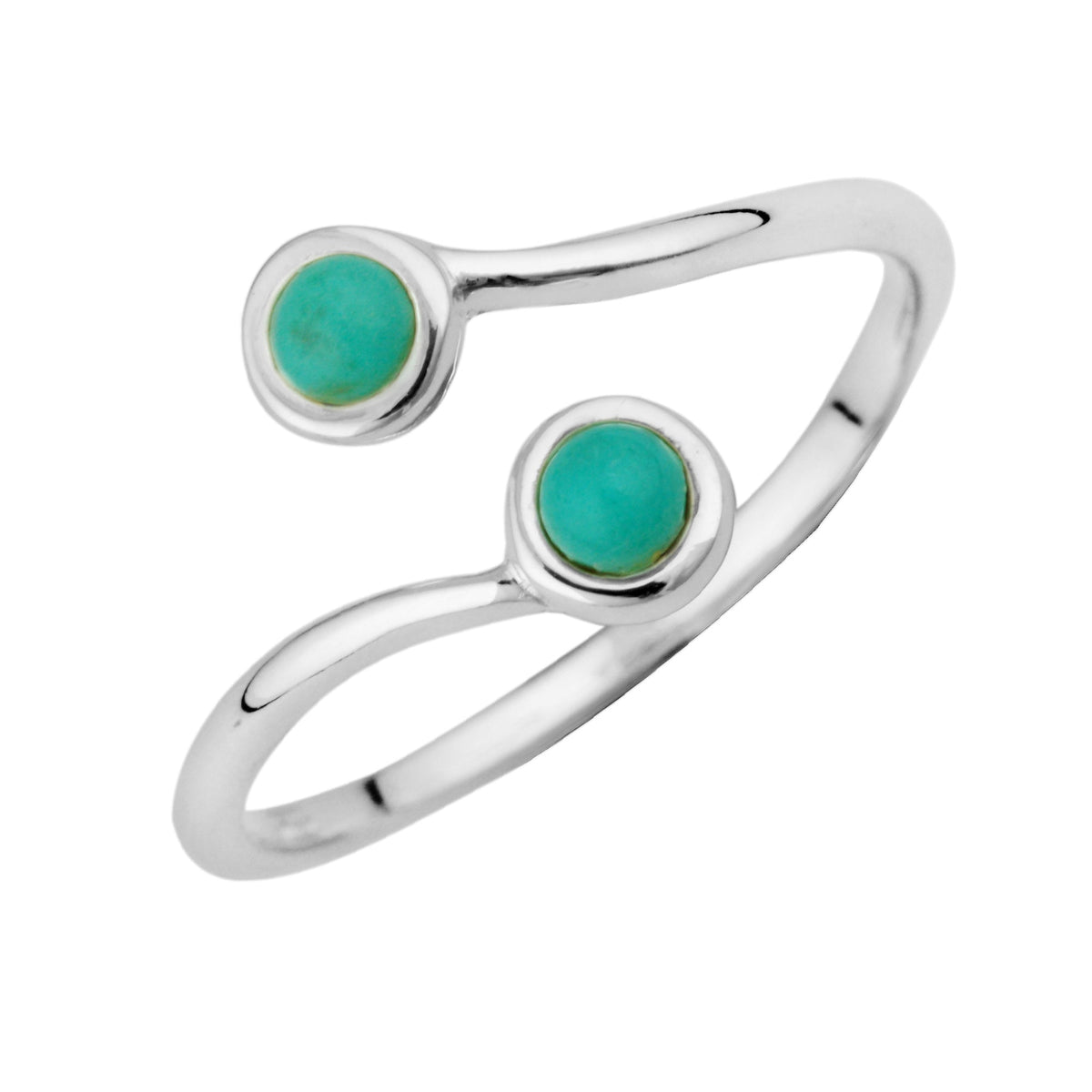 Bague réglable en argent sterling avec double pierre