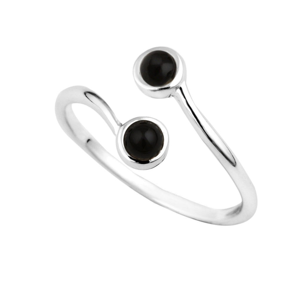 Bague réglable en argent sterling avec double pierre