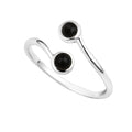 Bague réglable en argent sterling avec double pierre