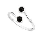 Bague réglable en argent sterling avec double pierre