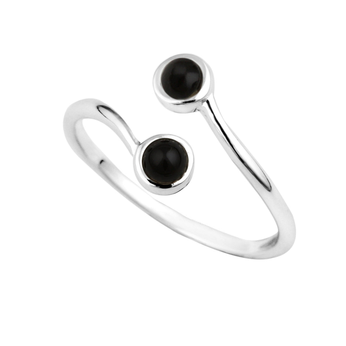 Bague réglable en argent sterling avec double pierre