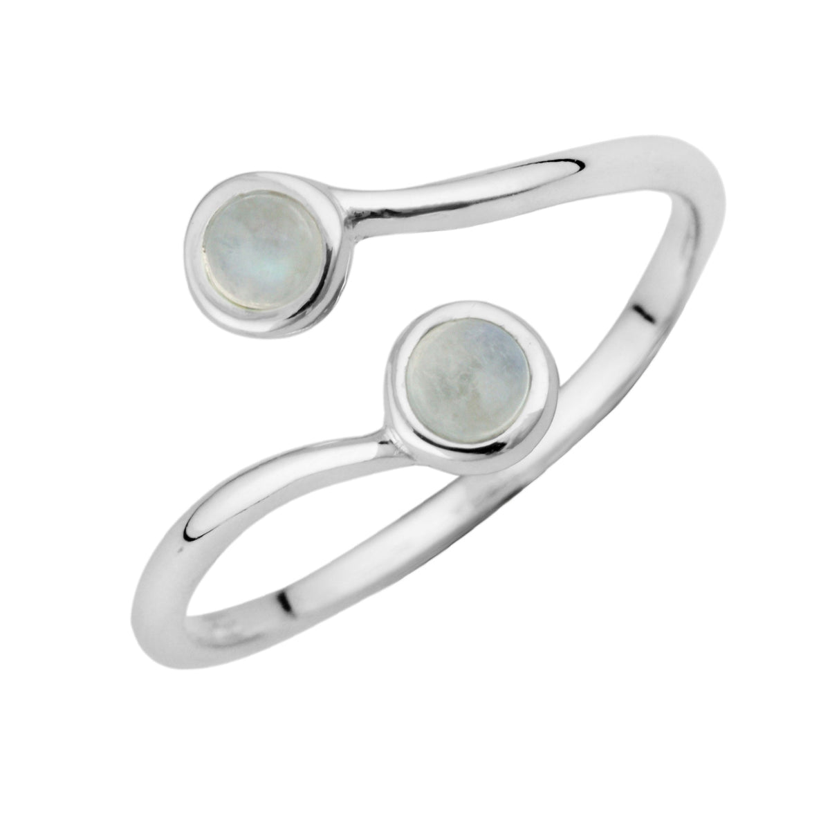 Bague réglable en argent sterling avec double pierre