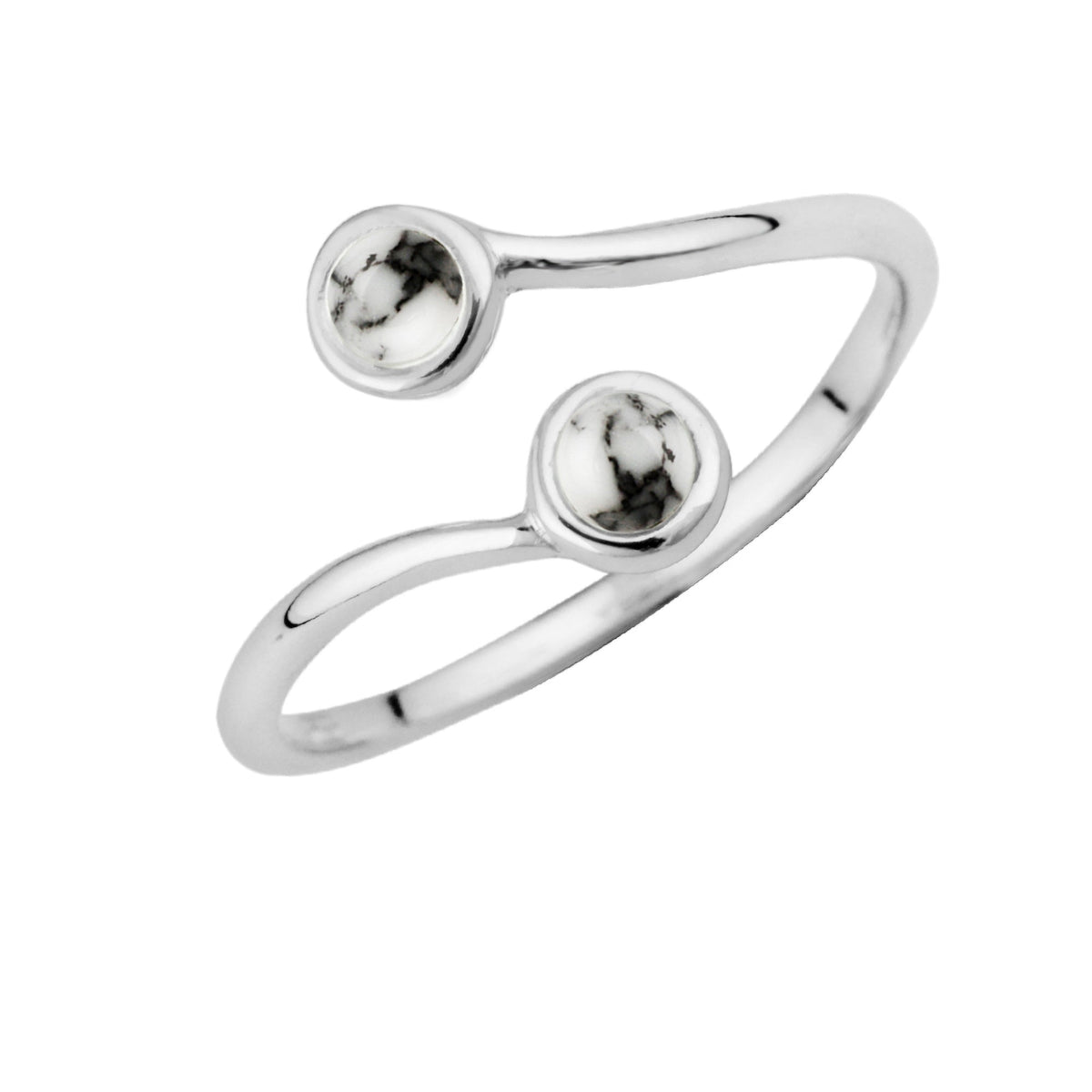 Bague réglable en argent sterling avec double pierre