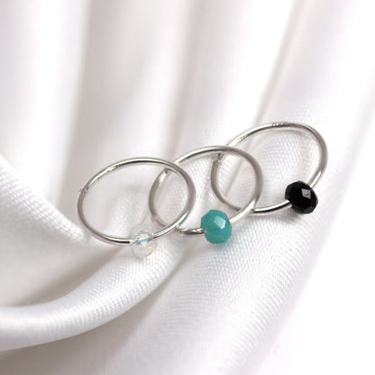 Anneau de nez en argent sterling et perles en pierre