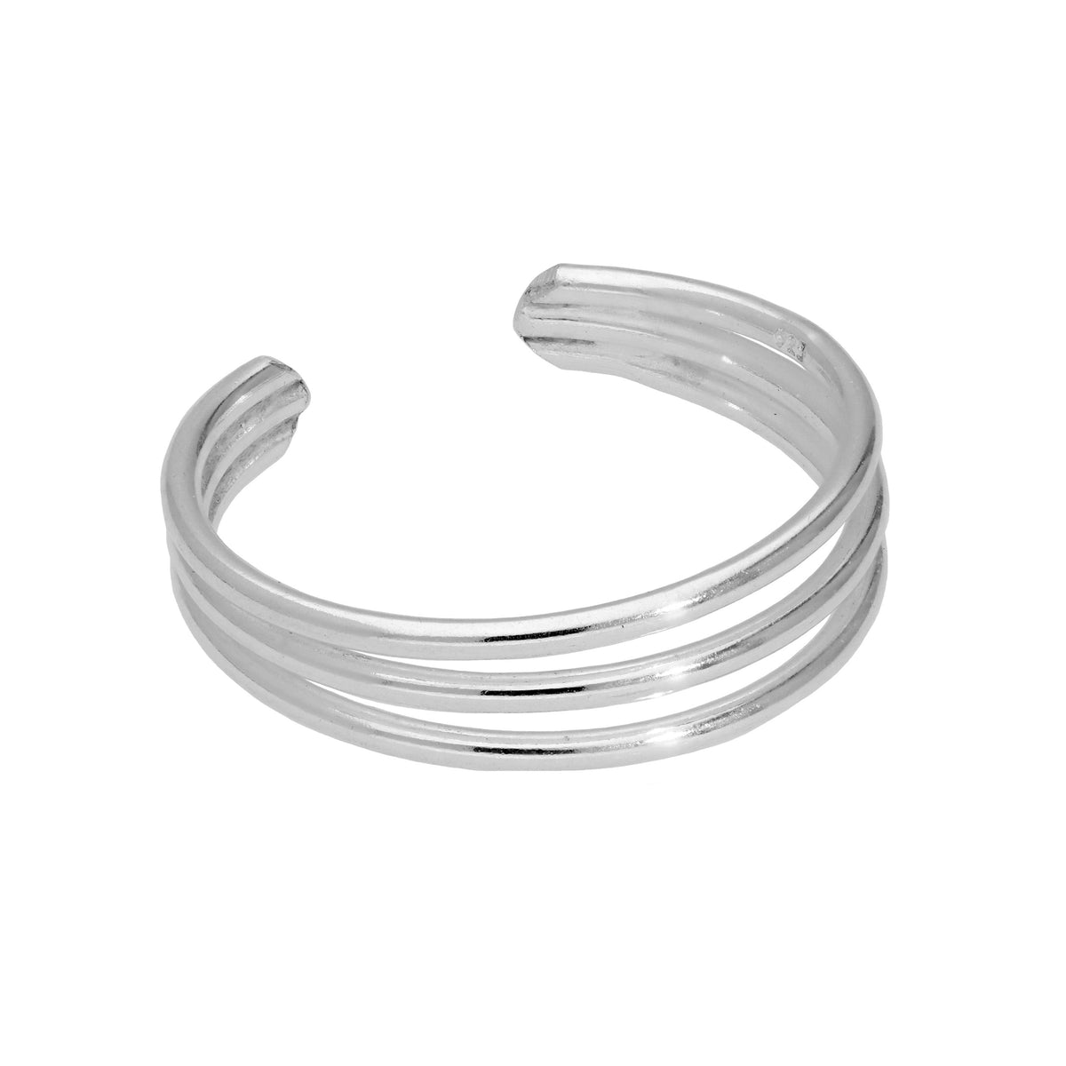 Bague réglable ouverte à trois fils en argent sterling